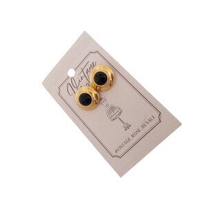 Monet Vintage Gold & Black Dome Earrings